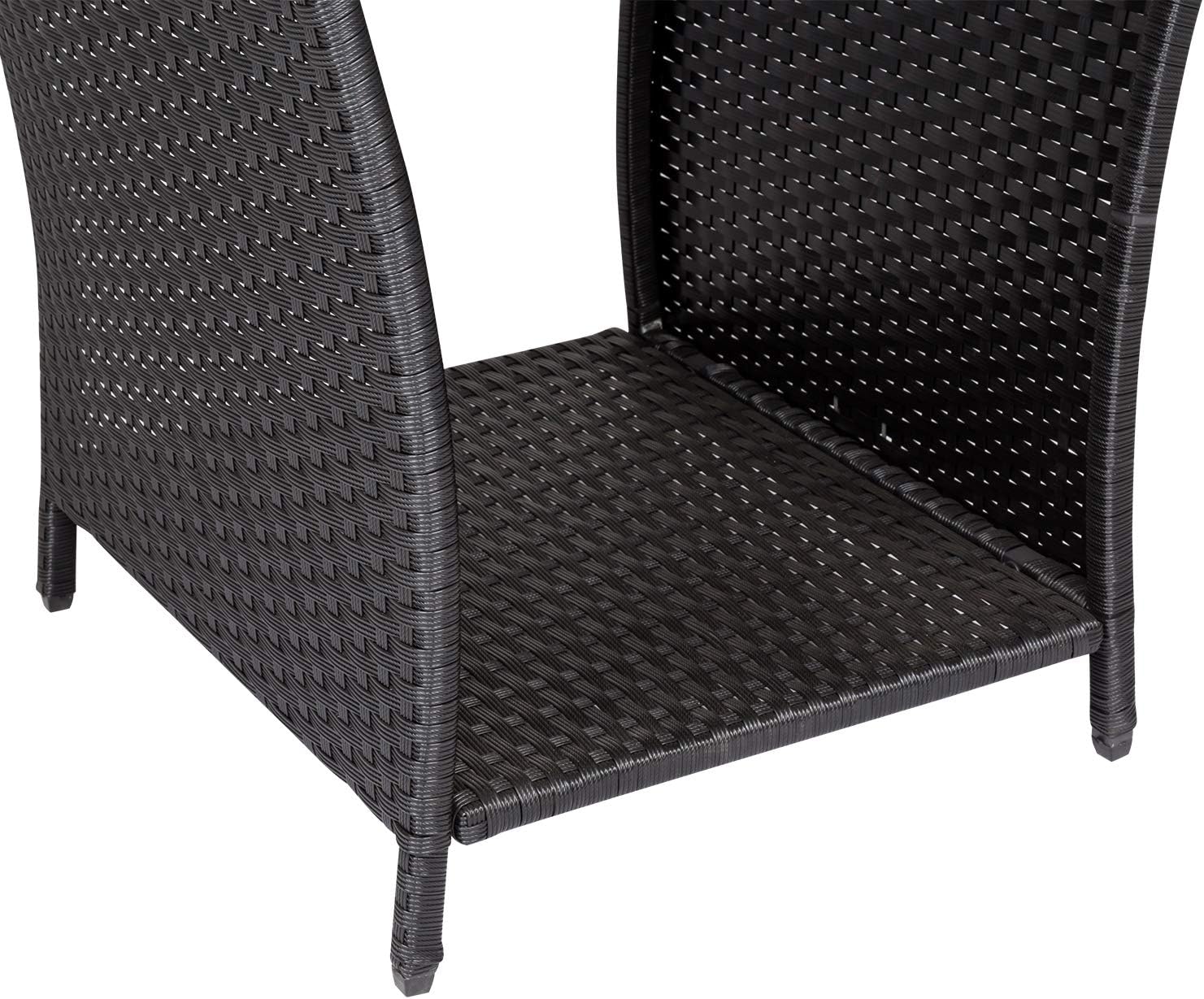 KINTNESS Patio Wicker Side Coffee Table Coffee Bistro Glass Table Outdoor Backyard Lawn Balcony Pool Square Tempered Glass Top Wicker Rattan End Table Furniture with Storage - Image 7