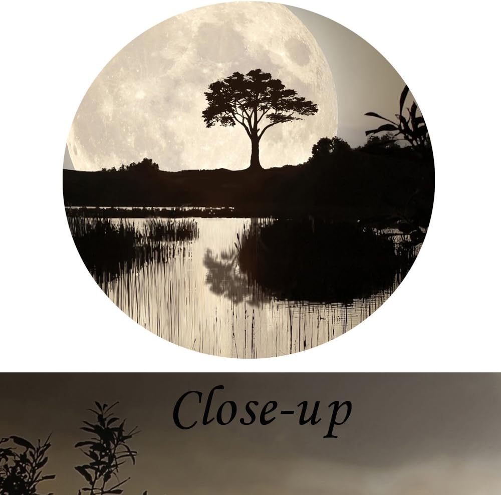 Kreative Arts - 4 Pieces Canvas Prints Wall Art Big Moon over Lake in Dark Forest Modern Canvas Painting Landscape Picture Peaceful Jungle Poster Giclee Artwork For Home Decor - Image 5