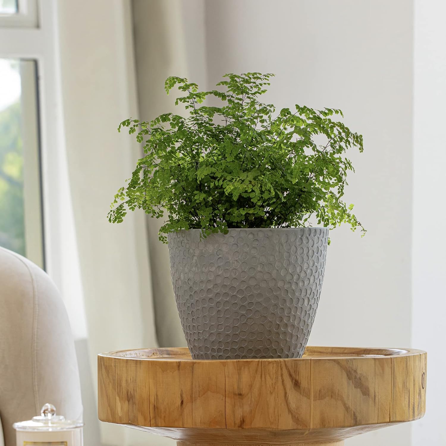 LA Jolie Muse 9.4 inch Plant Pot for Indoor and Outdoor Plants, Modern Chic Planter,Honeycomb Pattern,Storm Gray - Image 2