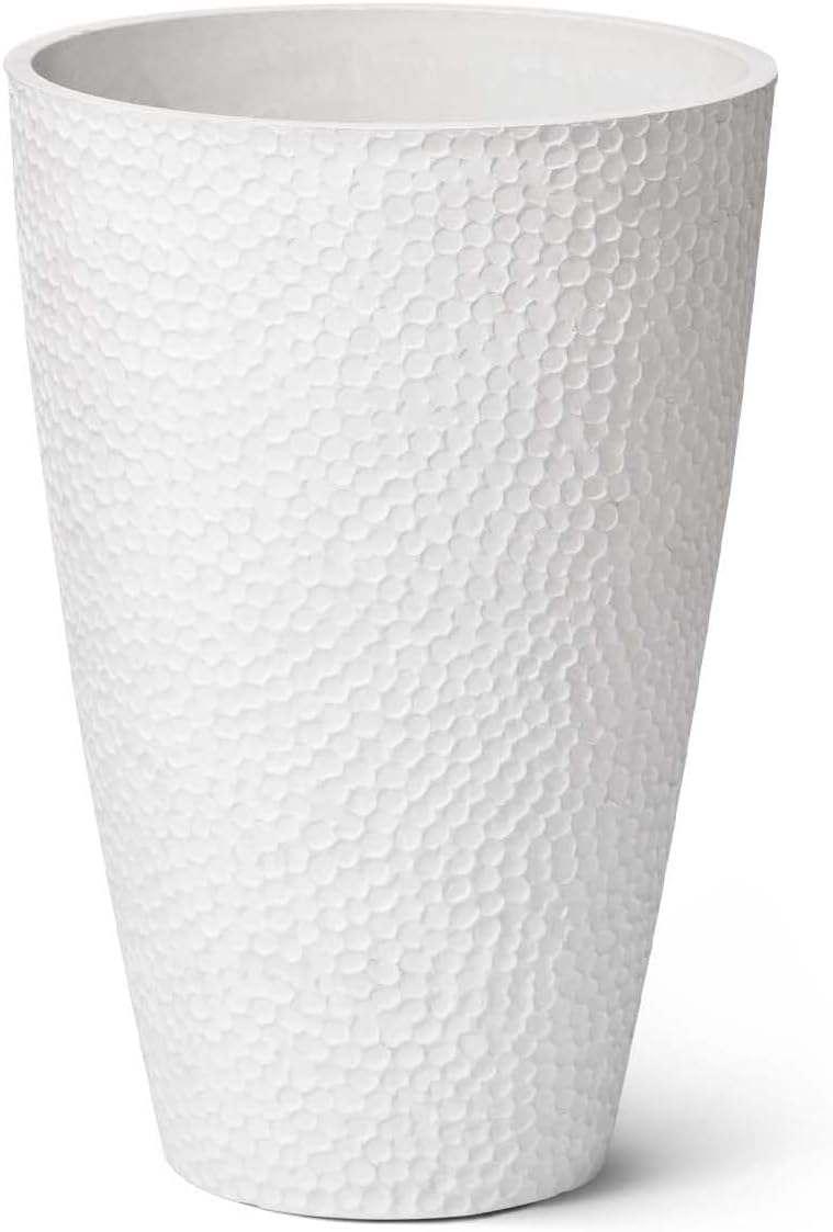 LA JOLIE MUSE Tall White Planter for Outdoor Plants,20 Inch Indoor Tree Planter, Modern Flower Pot Containers,Large Decorative Plant Pot,1 Pack