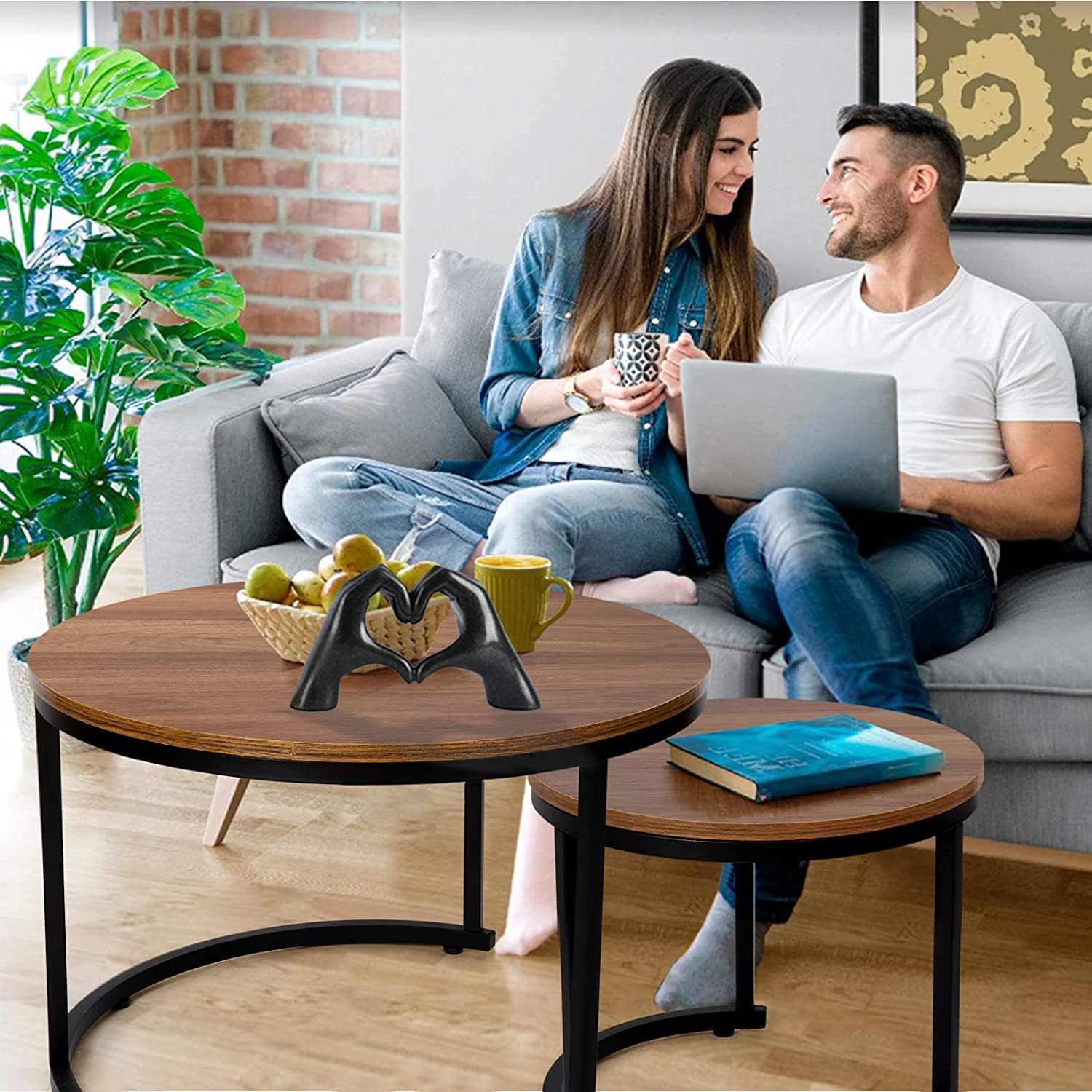 Love Gesture Both Hand Statue Black Aesthetic Decorations, Modern Resin Sculpture Home Accents for Living Room Bedroom Coffee Table, Desktop, Bookshelf - Image 5