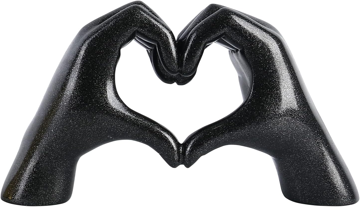 Love Gesture Both Hand Statue Black Aesthetic Decorations, Modern Resin Sculpture Home Accents for Living Room Bedroom Coffee Table, Desktop, Bookshelf