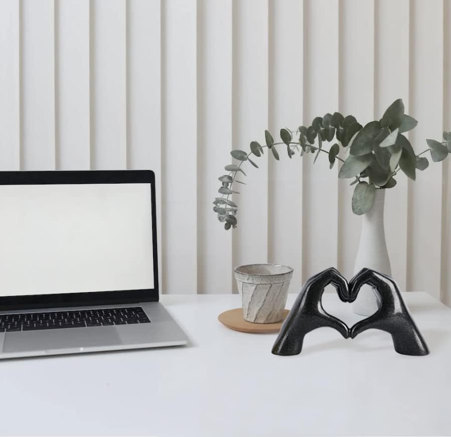 Love Gesture Both Hand Statue Black Aesthetic Decorations, Modern Resin Sculpture Home Accents for Living Room Bedroom Coffee Table, Desktop, Bookshelf - Image 6