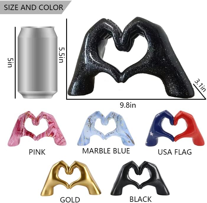 Love Gesture Both Hand Statue Black Aesthetic Decorations, Modern Resin Sculpture Home Accents for Living Room Bedroom Coffee Table, Desktop, Bookshelf - Image 7