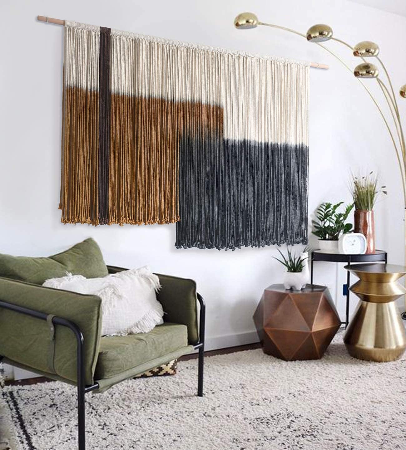 Macrame Wall Hanging Large Dip Dye Tapestry Fiber Wall Art Boho Bedroom Décor 59''W*35''L - Image 6