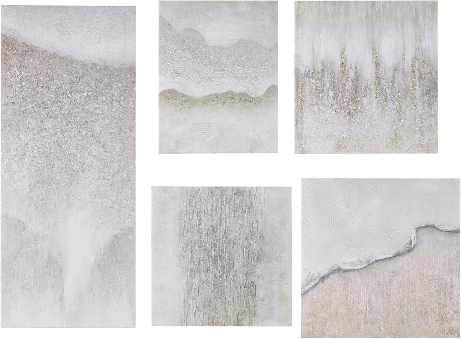 Madison Park Wall Art Living Room Décor - Abstract Glitter Embelished Canvas Home Accent Modern Dining Bathroom Decoration, Ready to Hang Painting for Bedroom, 15"x 30", Winter Glaze 2 Piece - Image 9