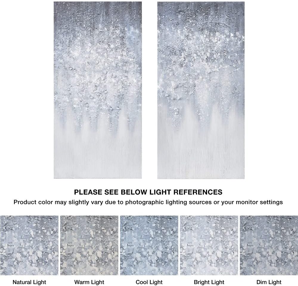 Madison Park Wall Art Living Room Décor - Abstract Glitter Embelished Canvas Home Accent Modern Dining Bathroom Decoration, Ready to Hang Painting for Bedroom, 15"x 30", Winter Glaze 2 Piece - Image 8