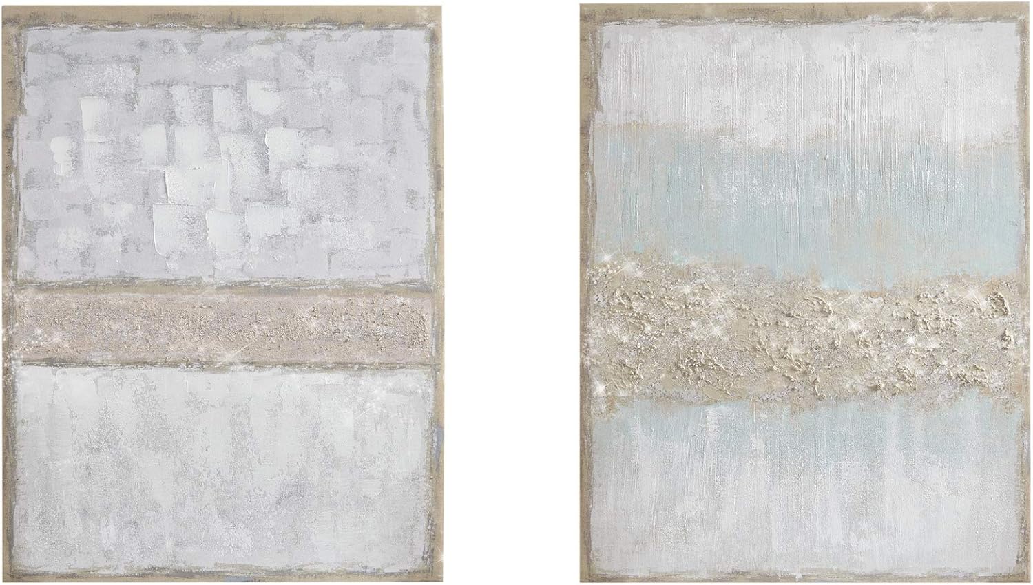 Madison Park Wall Art Living Room Décor - Abstract Glitter Embelished Canvas Home Accent Modern Dining Bathroom Decoration, Ready to Hang Painting for Bedroom, 15"x 30", Winter Glaze 2 Piece - Image 10