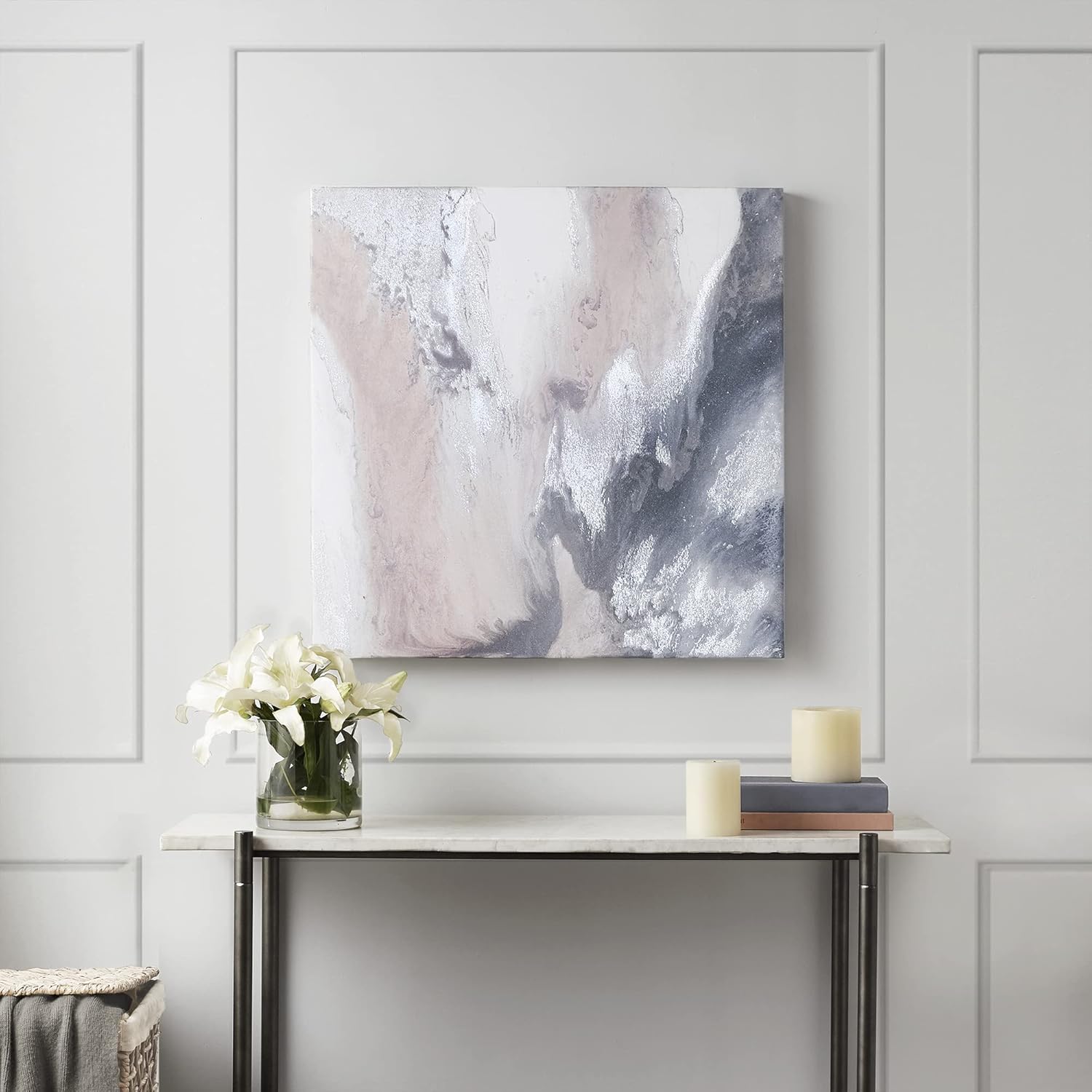 Madison Park Wall Art Living Room Décor - Abstract Glitter Embelished Canvas Home Accent Modern Dining Bathroom Decoration, Ready to Hang Painting for Bedroom, 15"x 30", Winter Glaze 2 Piece - Image 11