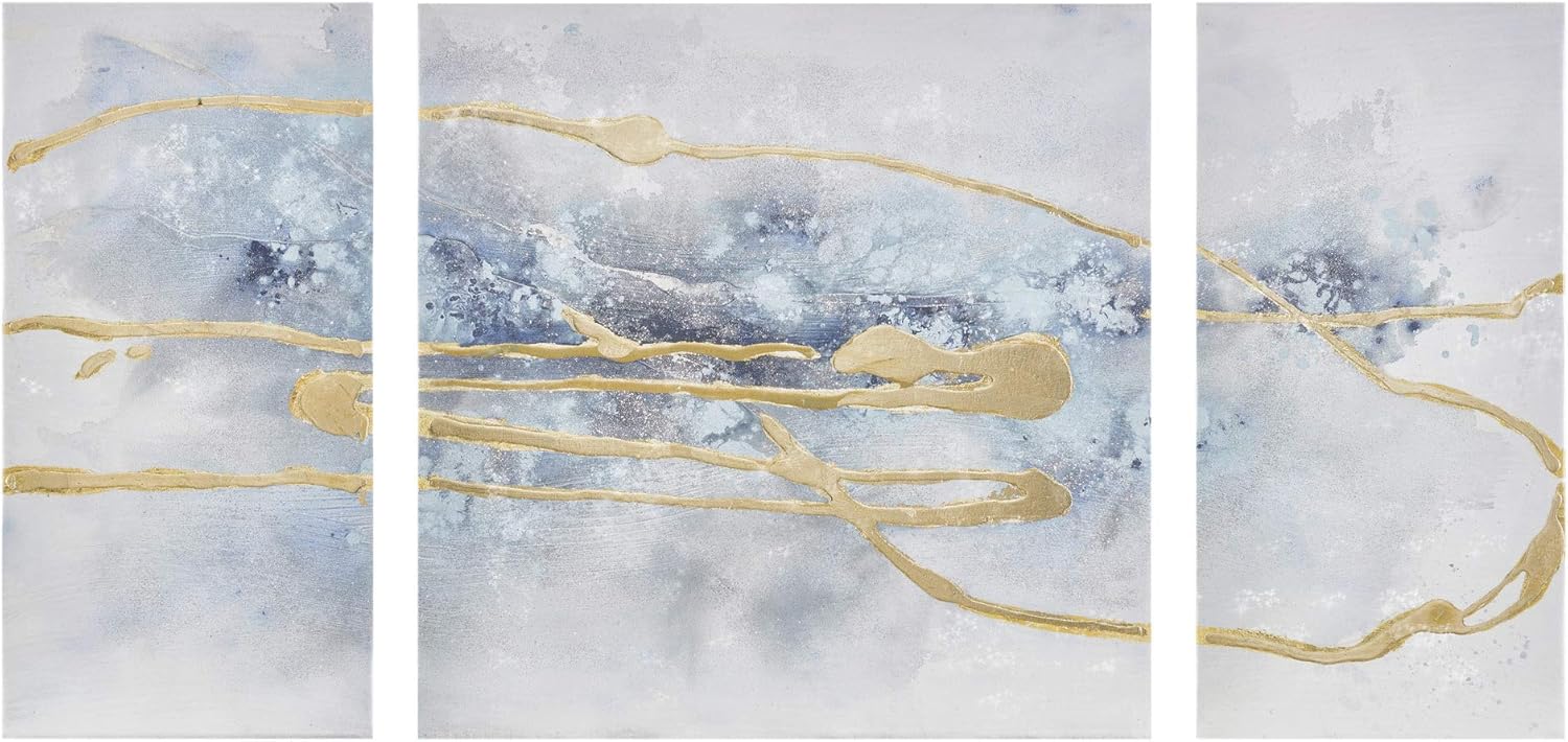 Madison Park Wall Art Living Room Décor - Abstract Glitter Embelished Canvas Home Accent Modern Dining Bathroom Decoration, Ready to Hang Painting for Bedroom, 15"x 30", Winter Glaze 2 Piece - Image 12