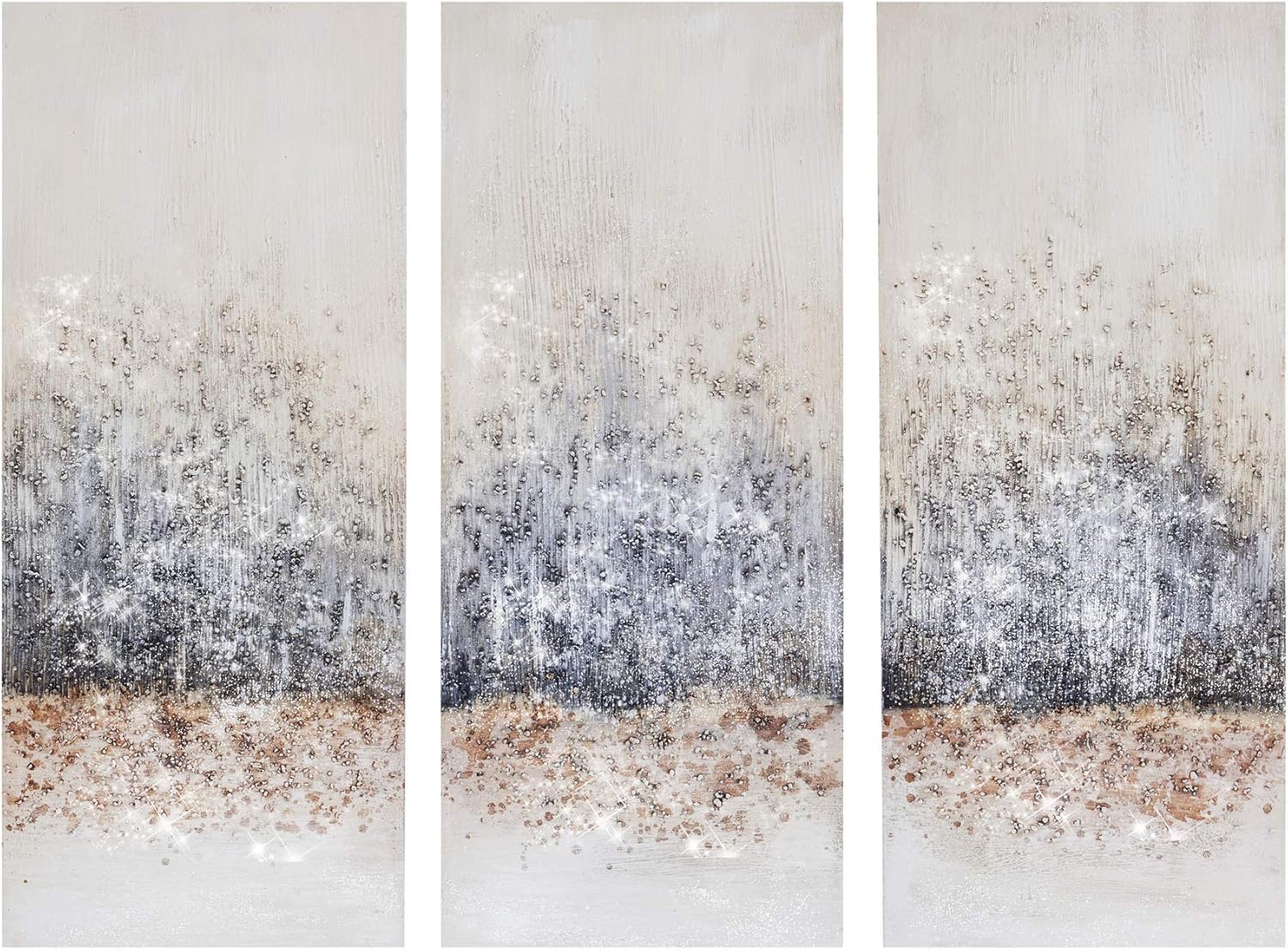 Madison Park Wall Art Living Room Décor - Abstract Glitter Embelished Canvas Home Accent Modern Dining Bathroom Decoration, Ready to Hang Painting for Bedroom, 15"x 30", Winter Glaze 2 Piece - Image 13