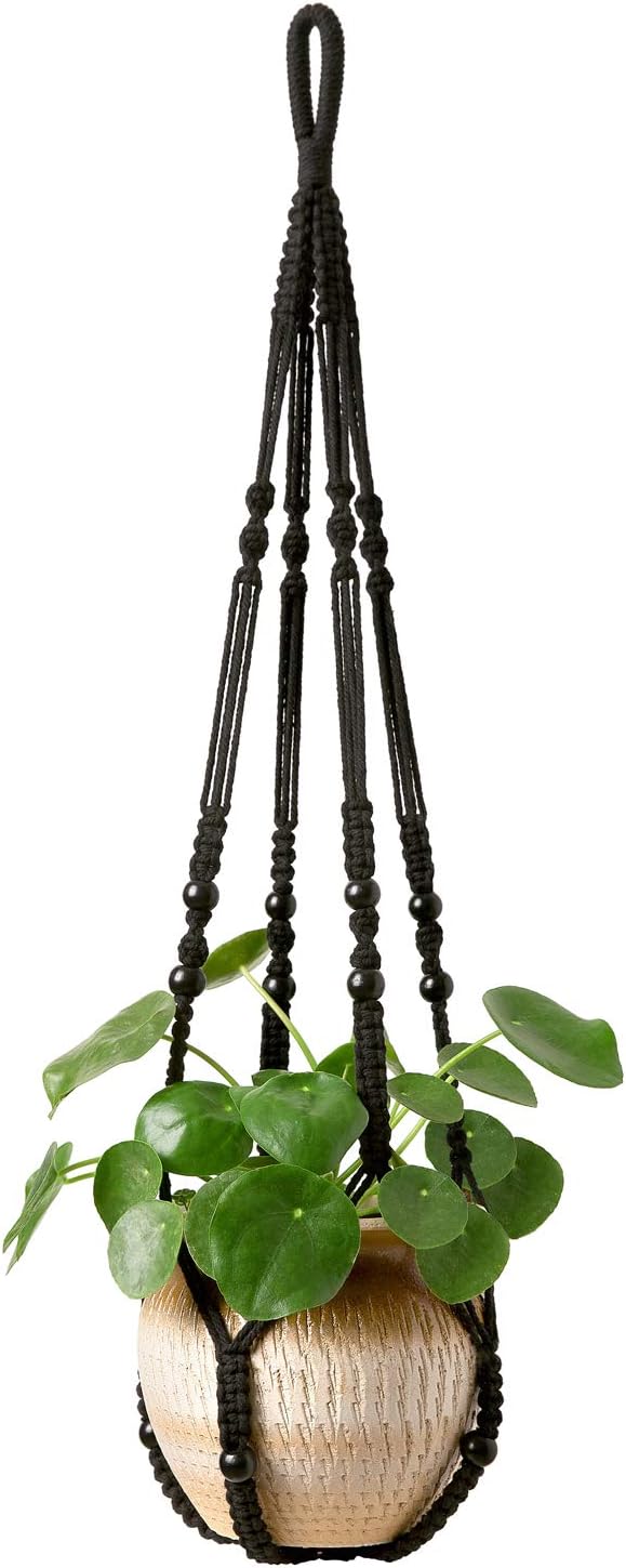 Mkono Macrame Plant Hanger Indoor Hanging Planter Basket with Wood Beads Decorative Flower Pot Holder No Tassels for Indoor Outdoor Boho Home Decor 35 Inch, Ivory (POTS NOT Included) - Image 15