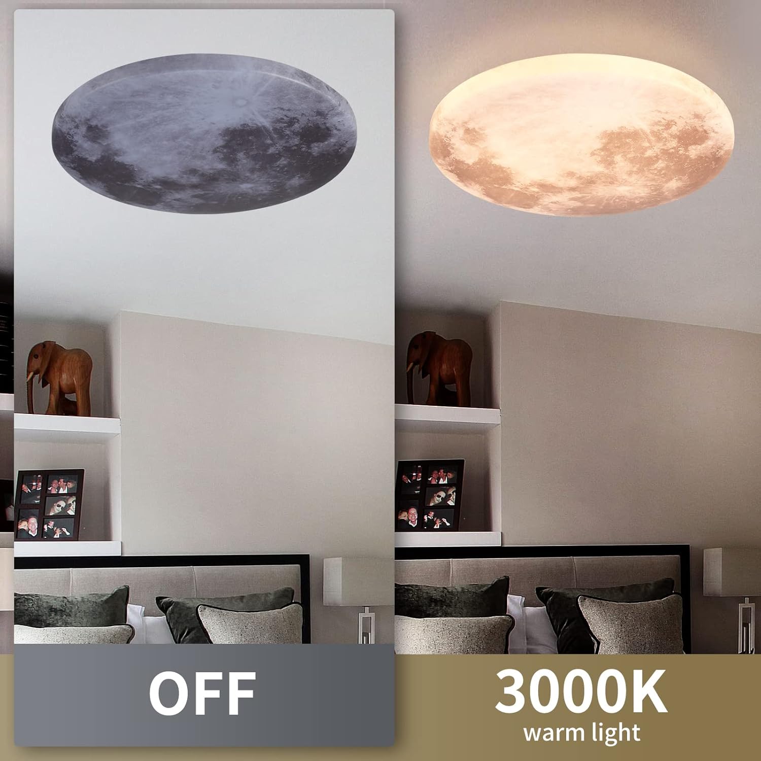 Moon-Style Flush Mount Ceiling Light Fixture, LED Modern Ceiling Lights, Wall Light,Daylight White Ceiling Lamp for Bedroom, Kitchen, Bathroom, Hallway, Laundry Room, Kids Room, Moon Wall Sconce - Image 4