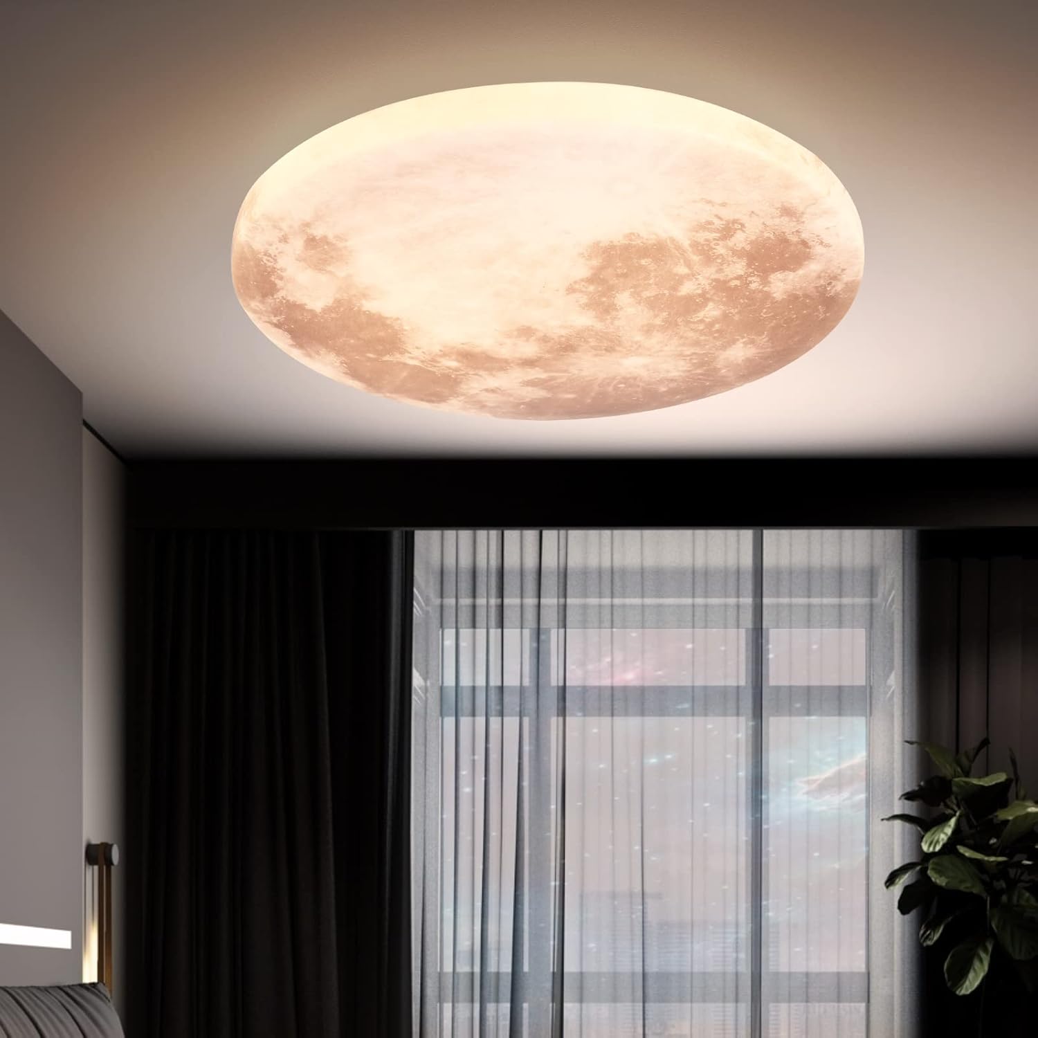 Moon-Style Flush Mount Ceiling Light Fixture, LED Modern Ceiling Lights, Wall Light,Daylight White Ceiling Lamp for Bedroom, Kitchen, Bathroom, Hallway, Laundry Room, Kids Room, Moon Wall Sconce - Image 6