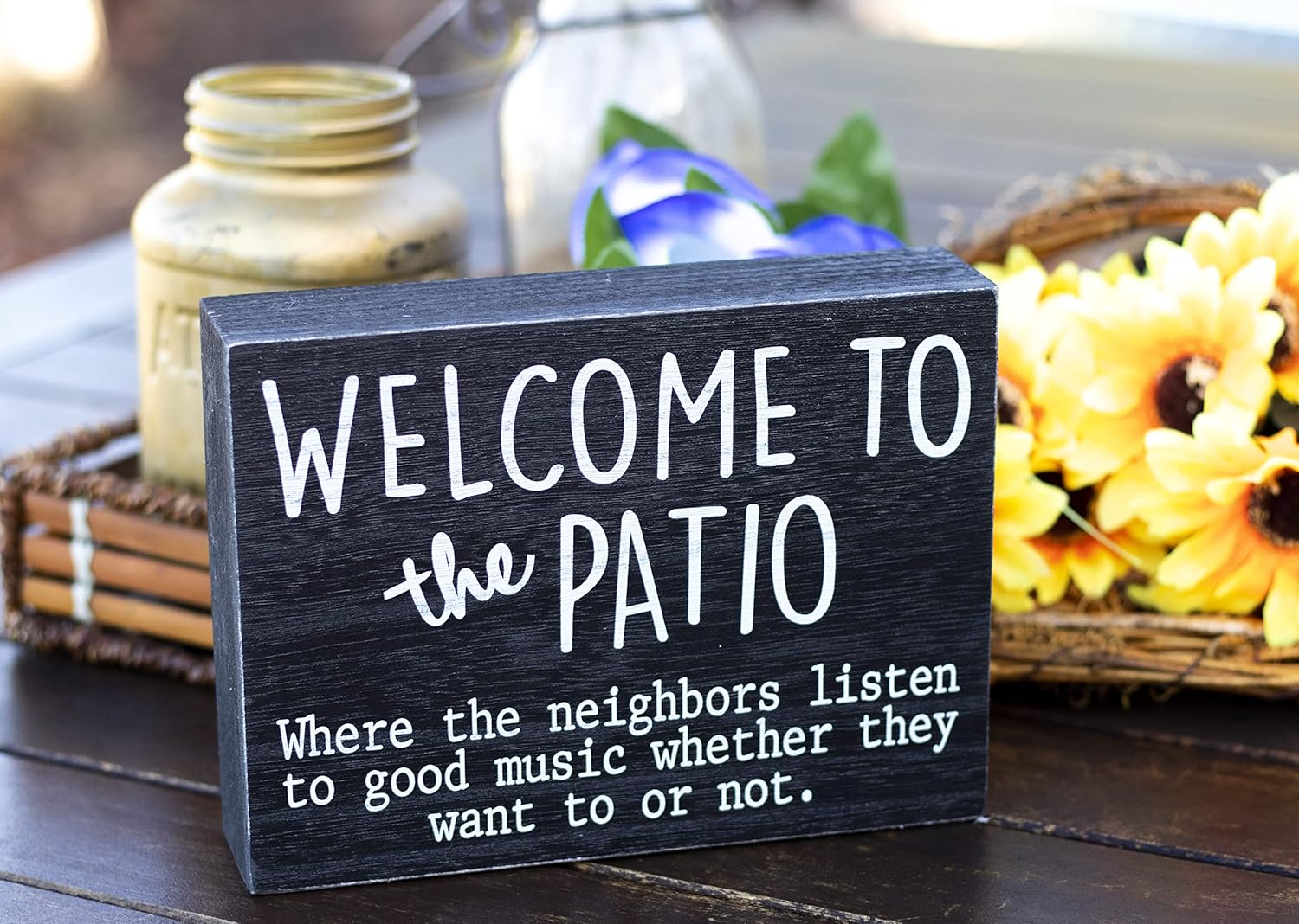 Outdoor Patio Decor - Table Decorations and Accessories for Shelf - Boho Wall Art for Deck Backyard Bar and Grill - Decorative Welcome Hanging Wood Signs - Image 5