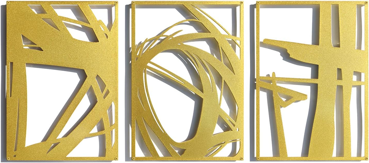 Pinetree Art Black Abstract Metal Wall Art 3D Textured Metal Wall Sculptures Modern Hollow Out Design Metal Wall Decor for Home Living Room Office Dining Ready to Hang (Abstract-Black) - Image 7
