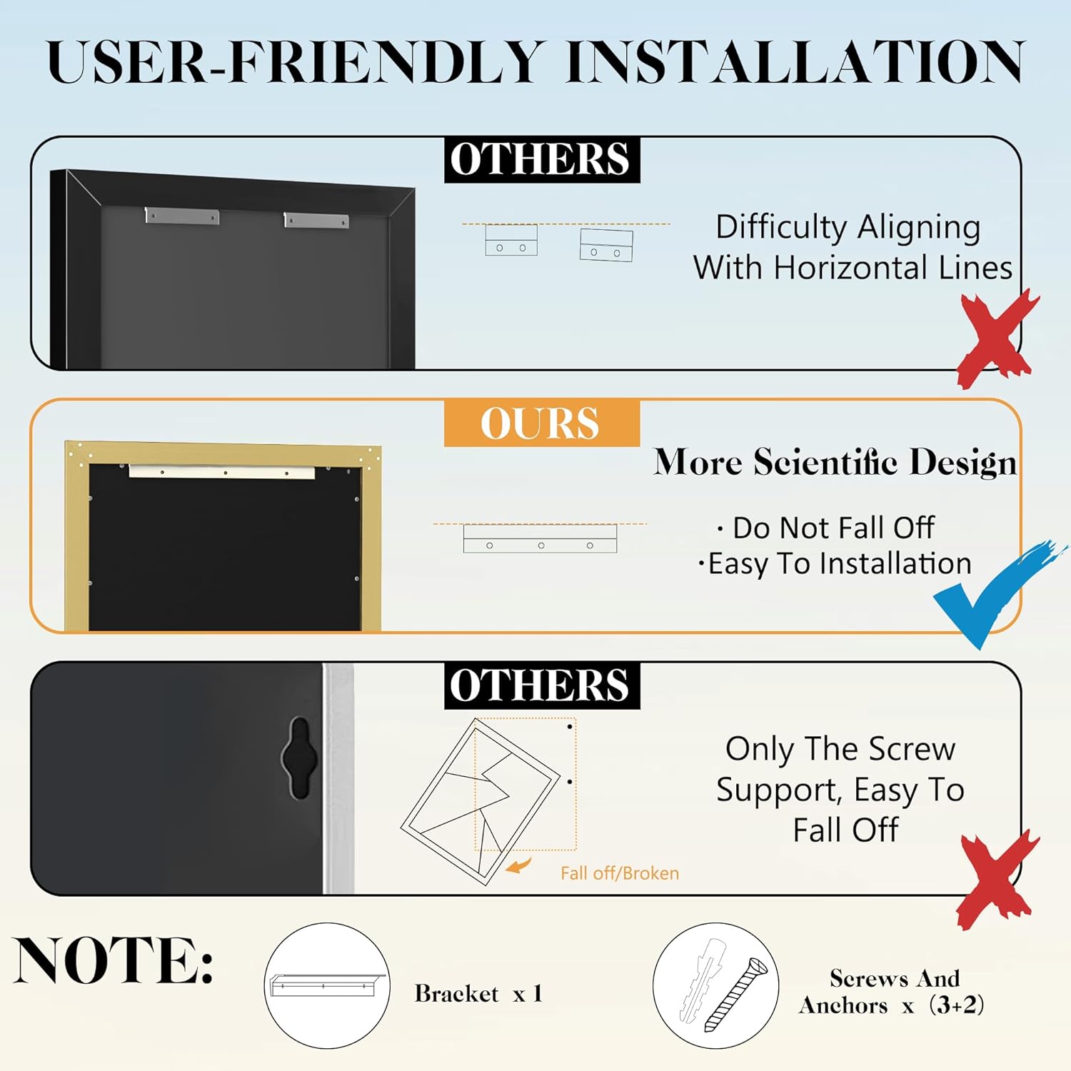 QueenFun 48x30Inch Brushed Brass Gold Bathroom Mirror for Vanity,Anti-Rust Metal Frame Mirror,Aluminum Alloy Vanity Mirror,Rectangle Tempered Glass Classical Home Decor Luxury Large Wall Mirror - Image 3