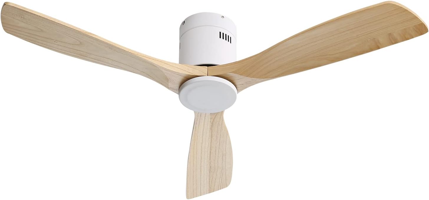 Sofucor 52 Inch Low Profile Ceiling Fan With Lights 3 Wood Fan Blade Noiseless Reversible DC Motor Remote Control Flush Mount Ceiling Fan With Light for Farmhouse Modern Style Contemporary Decor - Image 10
