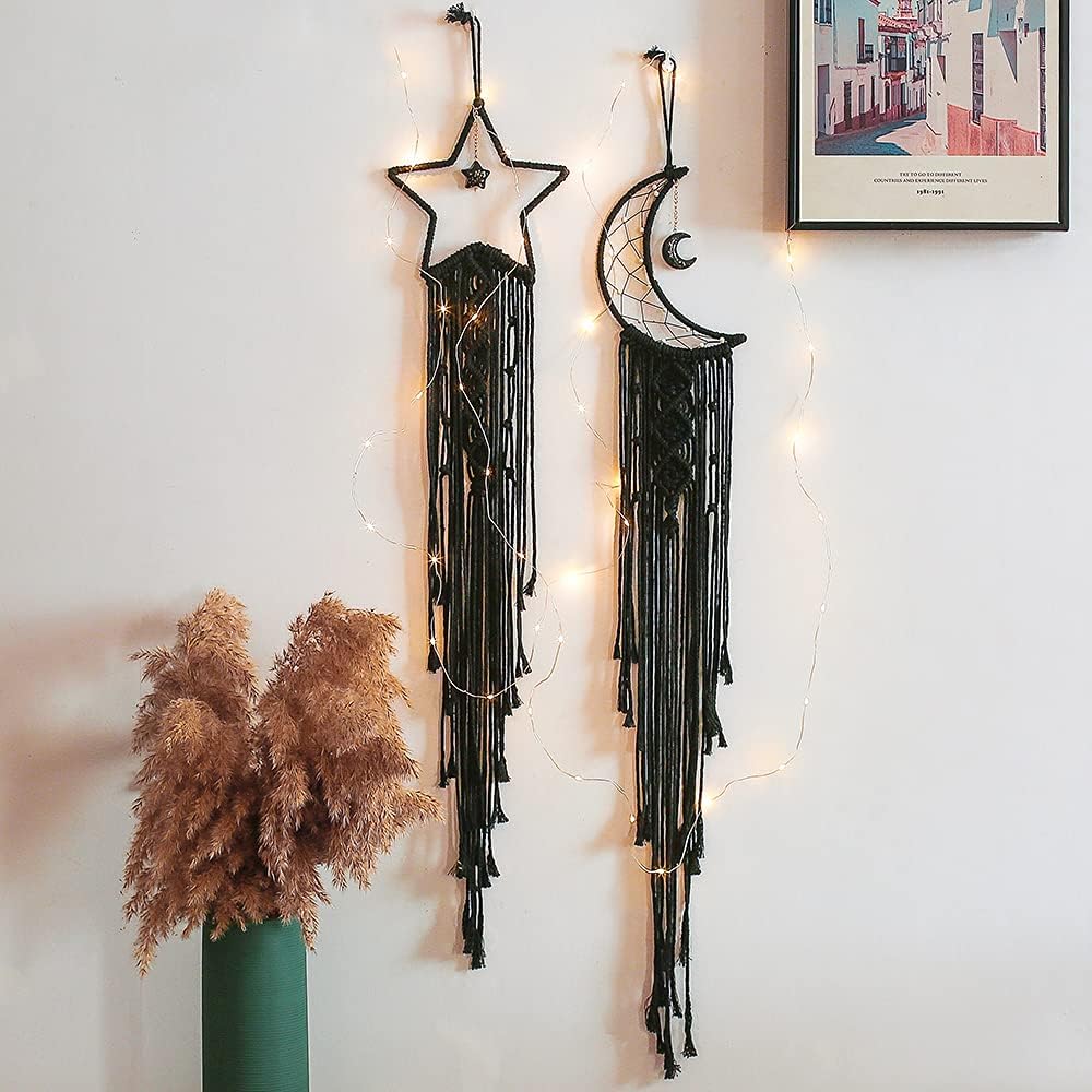 Styleonme Star Moon Macrame Wall Pediments, Handmade Dream Catcher, Boho Decor, Teen Girls Room Decor, Textile Wall Decor, Gifts for Mom, Gifts for Women, Gifts for Girls - Image 7