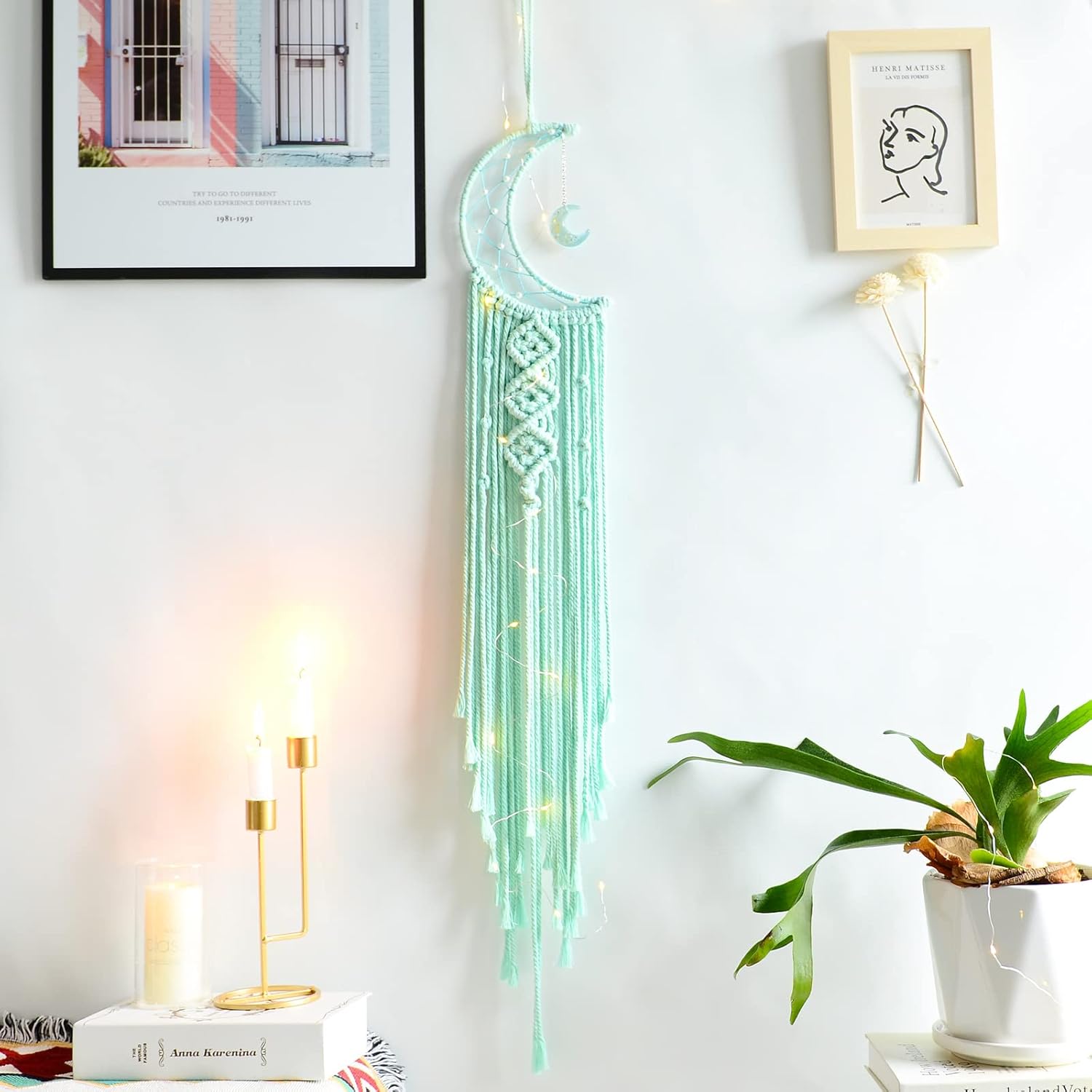 Styleonme Star Moon Macrame Wall Pediments, Handmade Dream Catcher, Boho Decor, Teen Girls Room Decor, Textile Wall Decor, Gifts for Mom, Gifts for Women, Gifts for Girls - Image 15