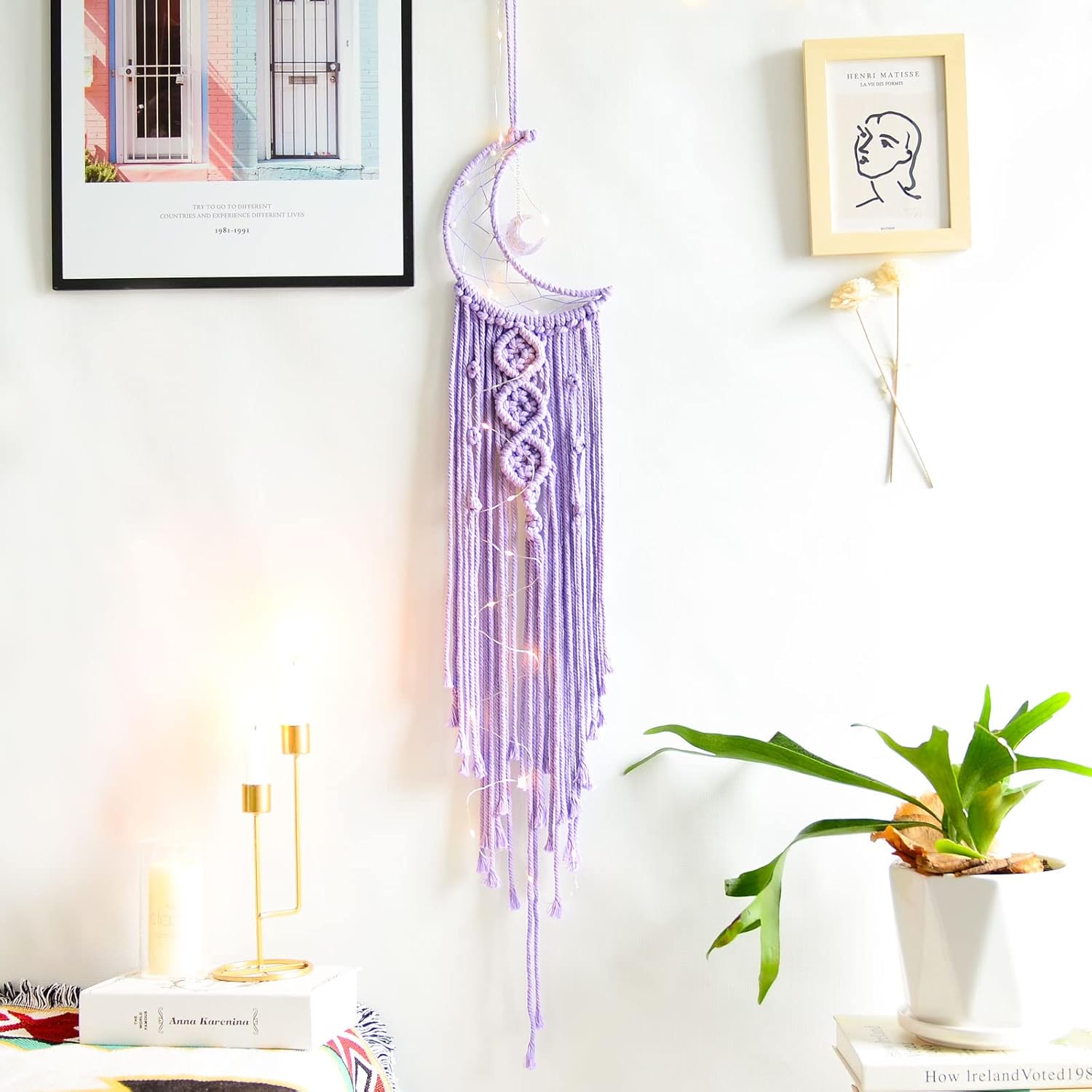 Styleonme Star Moon Macrame Wall Pediments, Handmade Dream Catcher, Boho Decor, Teen Girls Room Decor, Textile Wall Decor, Gifts for Mom, Gifts for Women, Gifts for Girls - Image 11