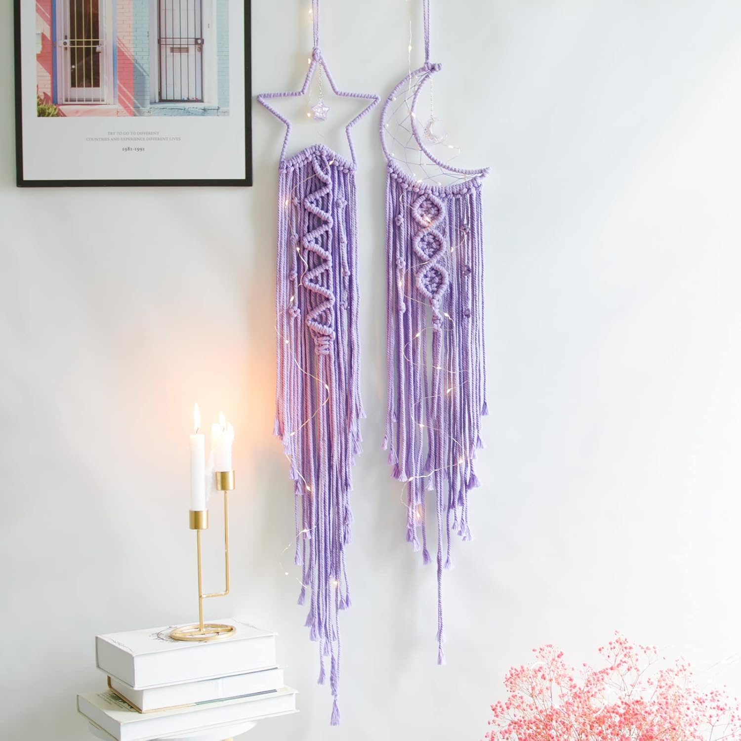 Styleonme Star Moon Macrame Wall Pediments, Handmade Dream Catcher, Boho Decor, Teen Girls Room Decor, Textile Wall Decor, Gifts for Mom, Gifts for Women, Gifts for Girls - Image 8