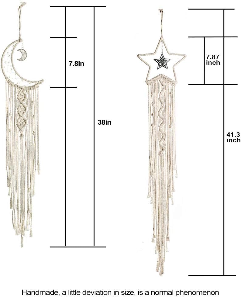 Styleonme Star Moon Macrame Wall Pediments, Handmade Dream Catcher, Boho Decor, Teen Girls Room Decor, Textile Wall Decor, Gifts for Mom, Gifts for Women, Gifts for Girls - Image 6