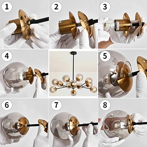 SZXYKEJI 12-Light Glass Chandelier，Large Chandeliers for High Ceilings， Rustic Ceiling Lighting Fixture Pendent Light for Kitchen Dining Room Living Room Bedroom Office （Black）. - Image 4