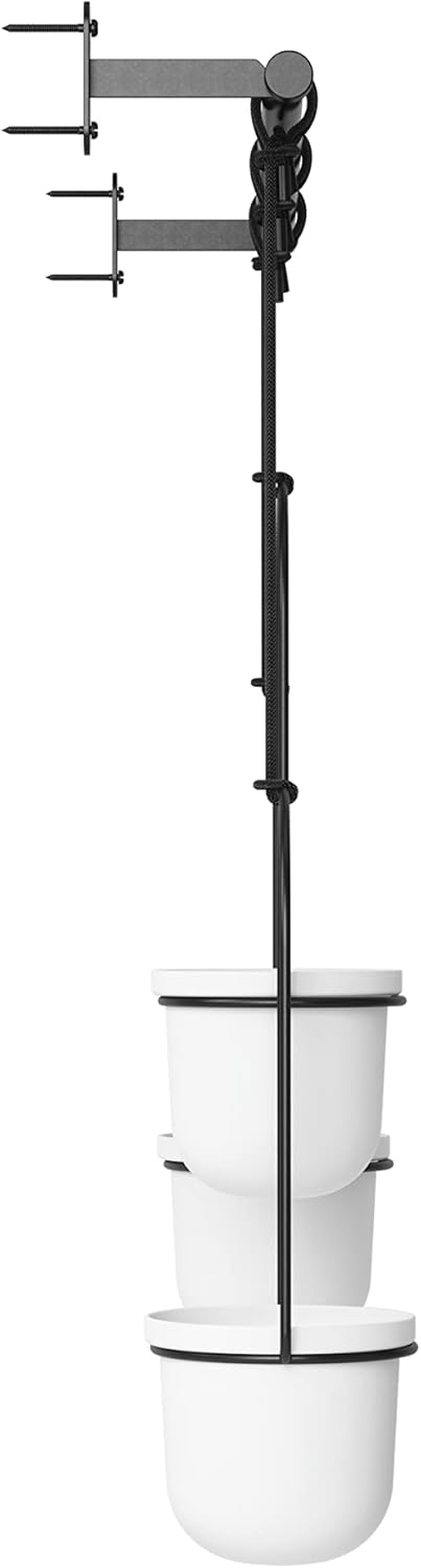 Umbra Triflora Hanging Planter for Window, Indoor Herb Garden, White\/Black, Triple - Image 2