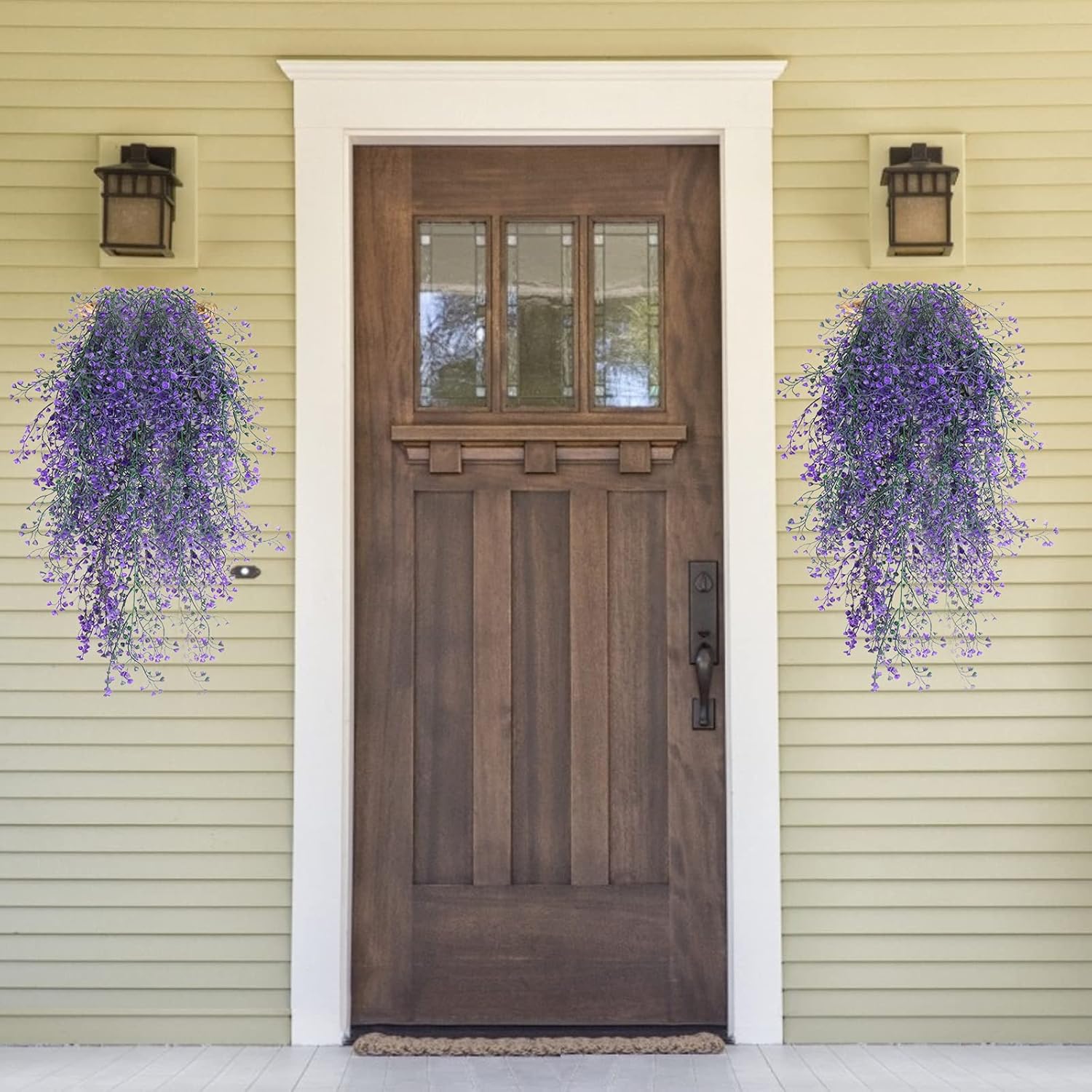 Vine Plant Fake 4 Pcs Ferns Plants Large Faux Artificial Hanging Plants Wall Plants Fake Ivy Room Decor Home Garden Wedding Party Indoor Outdoor Decorations(Purple 4P) - Image 6