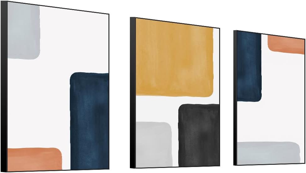 Wall Art Framed Wall Art Modern Abstract Canvas Wall Art 3 Piece Set Of Painted Prints Boho Style For Living Room Bathroom Kitchen Office Wall Decor Canvas Artwork (black 16" X 24"X 3 pieces) - Image 3