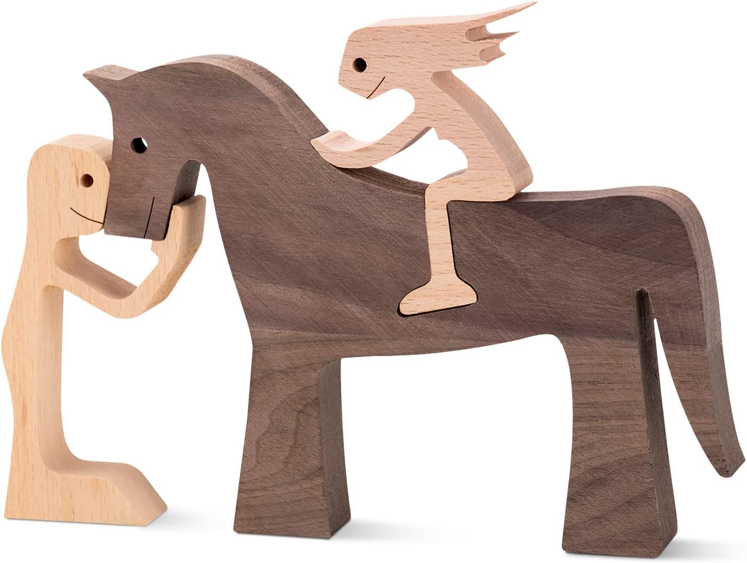 Wooden Sculptures Handmade Accents Craft Figurine for Home Decor Accents, Woman and Dog Wooden Statue, Animal Sculptures Collection, Gift for Men Women Natural ECO Friendly Large Size 10x6x0.8 inches - Image 8