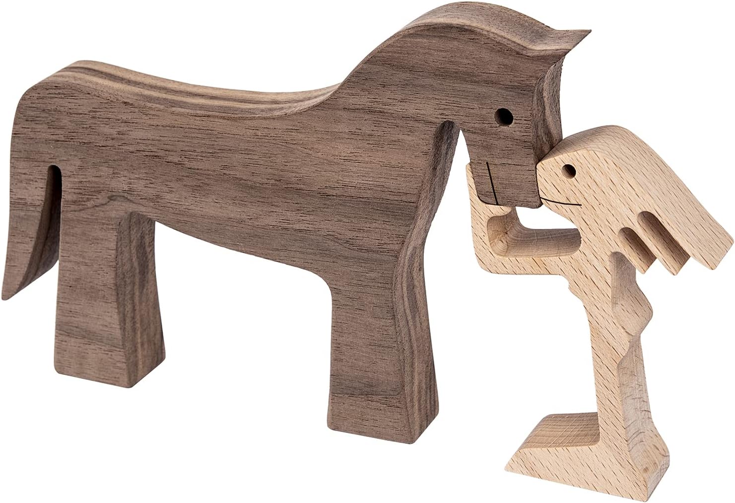 Wooden Sculptures Handmade Accents Craft Figurine for Home Decor Accents, Woman and Dog Wooden Statue, Animal Sculptures Collection, Gift for Men Women Natural ECO Friendly Large Size 10x6x0.8 inches - Image 11
