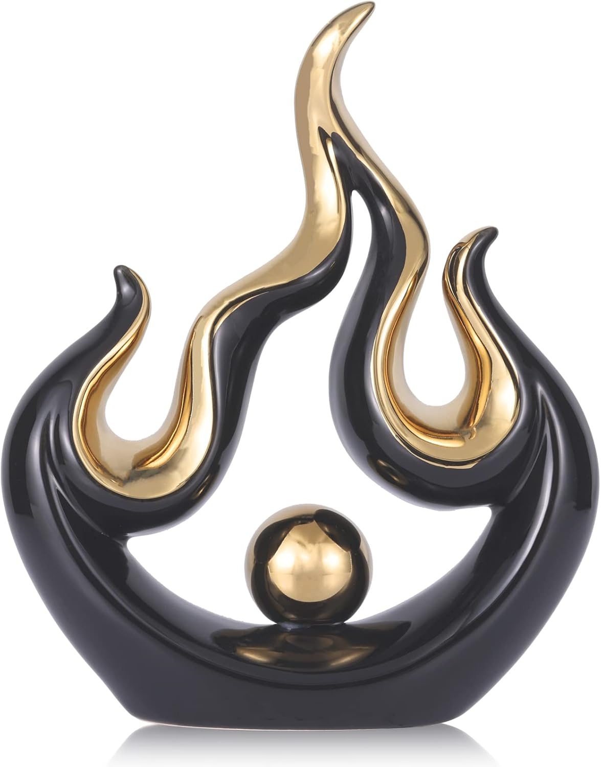 XIYOUQI Home Decor Accents Modern Art Ceramic Statue Abstract Flames Sculpture Table Decorations for Dining Room Living Room Office Kitchen Cabinets Shelf Centerpiece (Small, Green) - Image 8