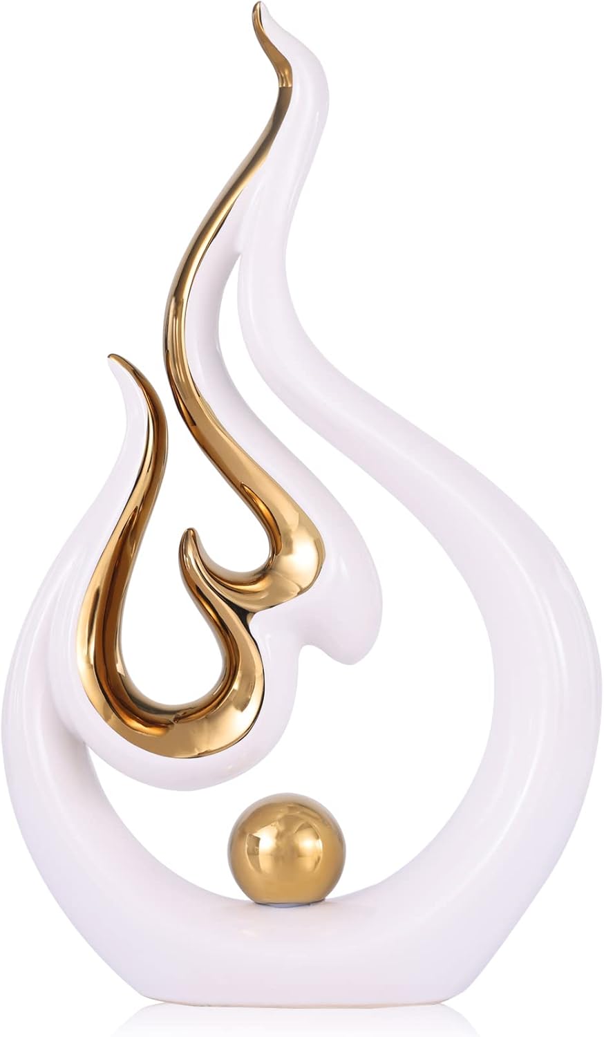 XIYOUQI Home Decor Accents Modern Art Ceramic Statue Abstract Flames Sculpture Table Decorations for Dining Room Living Room Office Kitchen Cabinets Shelf Centerpiece (Small, Green) - Image 15