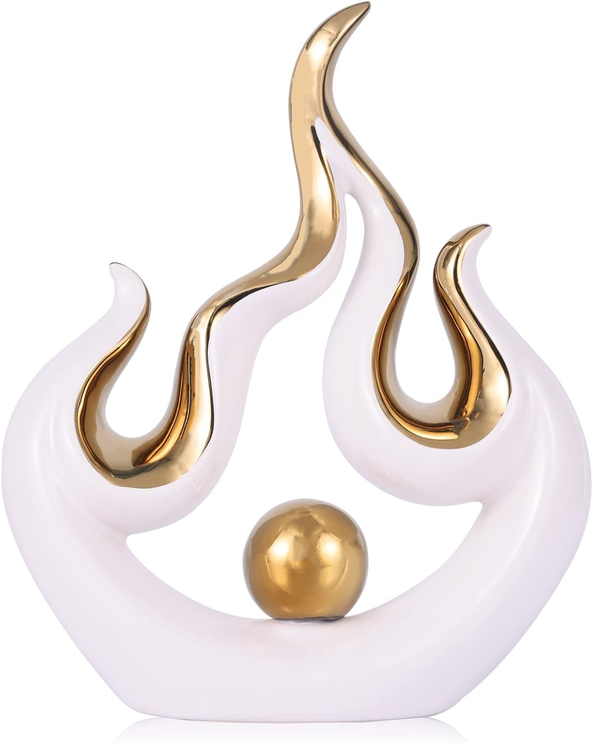 XIYOUQI Home Decor Accents Modern Art Ceramic Statue Abstract Flames Sculpture Table Decorations for Dining Room Living Room Office Kitchen Cabinets Shelf Centerpiece (Small, Green) - Image 14