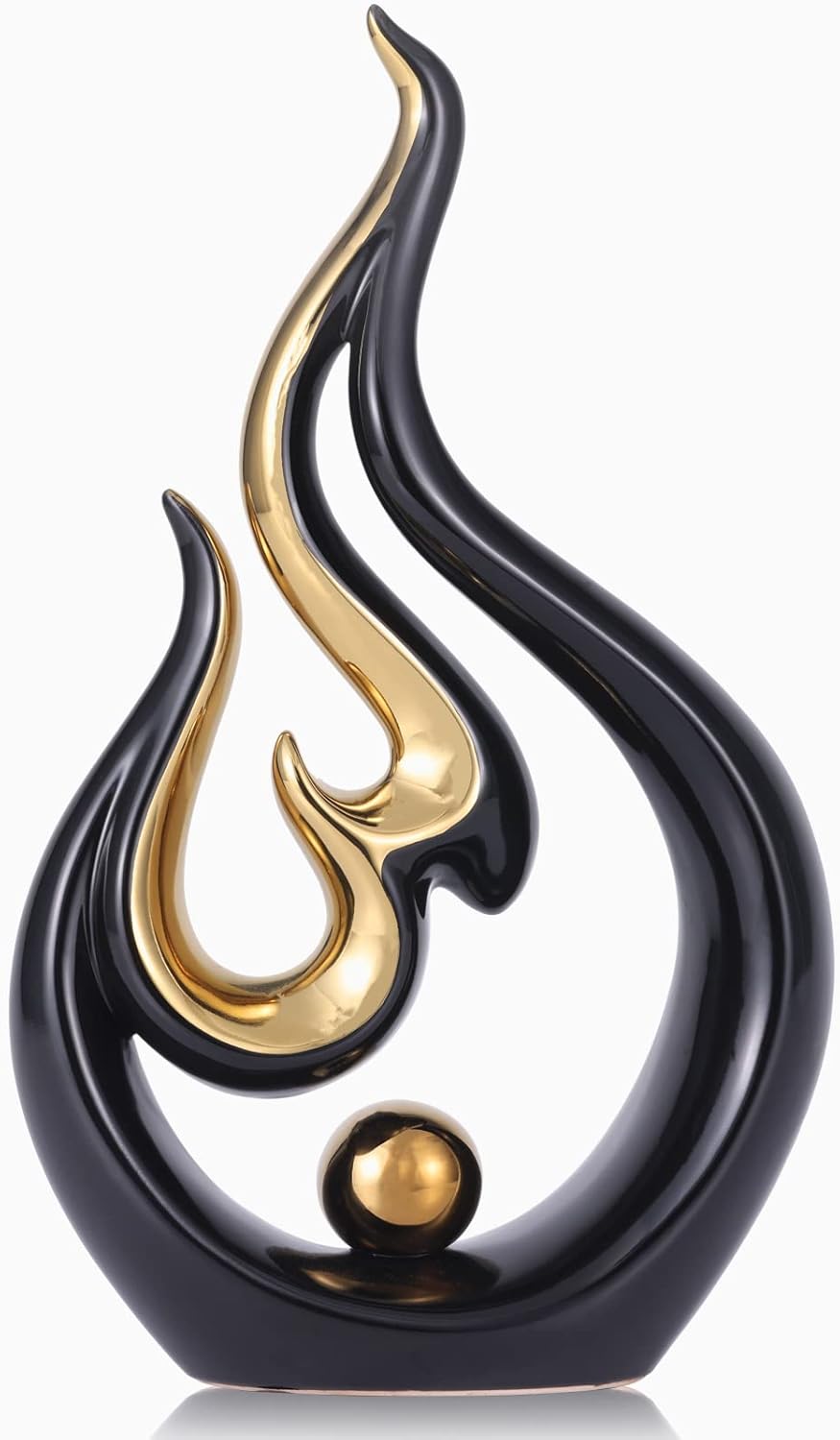 XIYOUQI Home Decor Accents Modern Art Ceramic Statue Abstract Flames Sculpture Table Decorations for Dining Room Living Room Office Kitchen Cabinets Shelf Centerpiece (Small, Green) - Image 13
