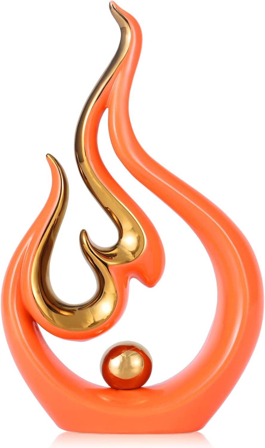 XIYOUQI Home Decor Accents Modern Art Ceramic Statue Abstract Flames Sculpture Table Decorations for Dining Room Living Room Office Kitchen Cabinets Shelf Centerpiece (Small, Green) - Image 10