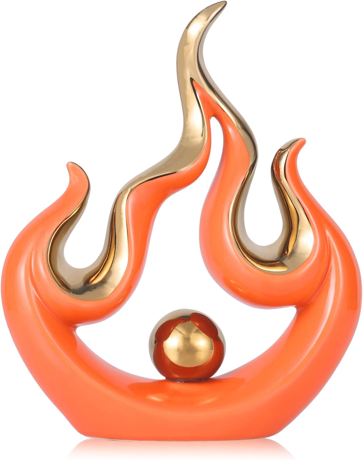 XIYOUQI Home Decor Accents Modern Art Ceramic Statue Abstract Flames Sculpture Table Decorations for Dining Room Living Room Office Kitchen Cabinets Shelf Centerpiece (Small, Green) - Image 12