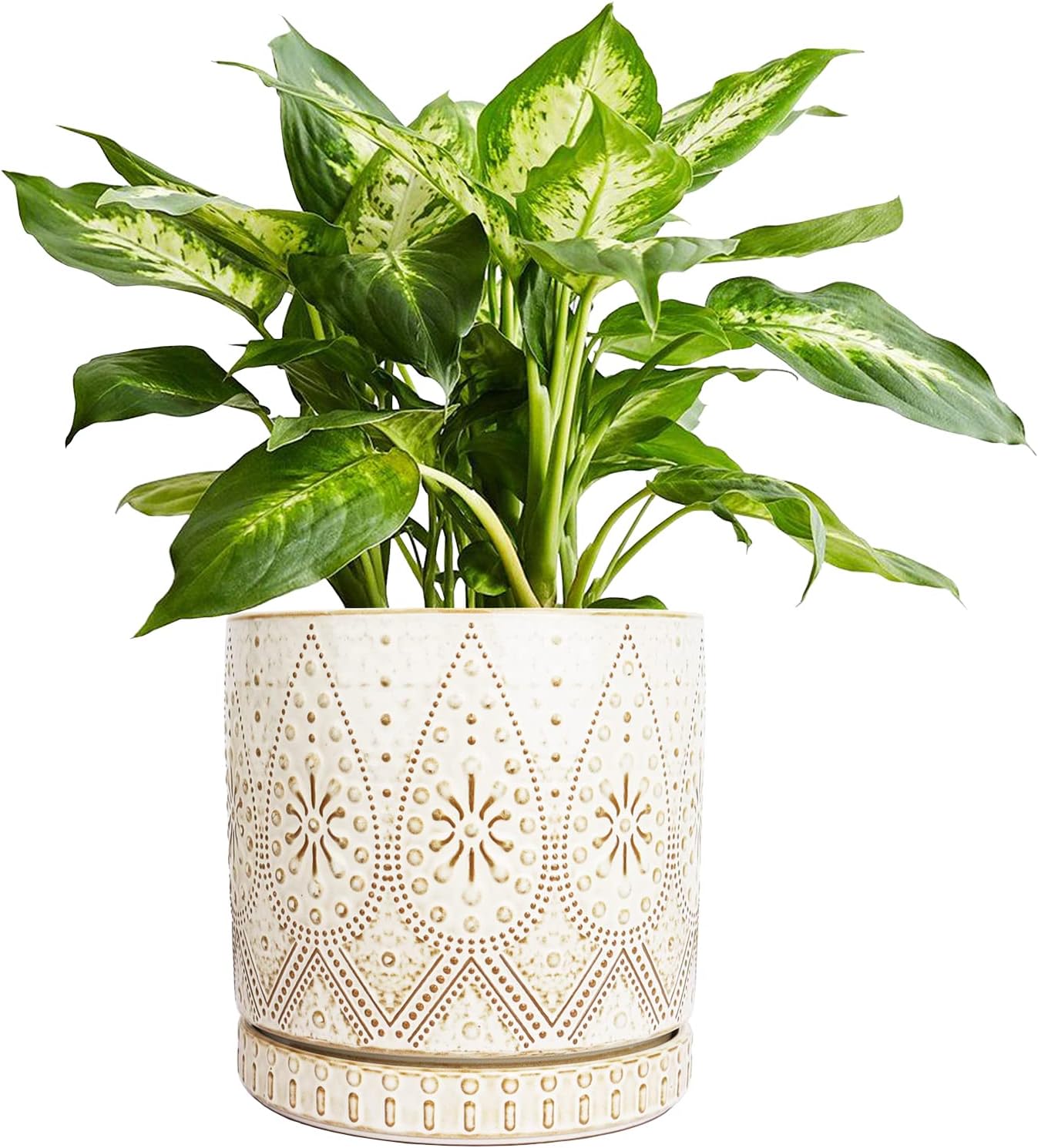 YFFSRJDJ 8 Inch Plant Pot with Stand, Ceramic Planter with Drainage Holes, Saucers and Mesh Pads for Indoor-Outdoor Plants - Image 11