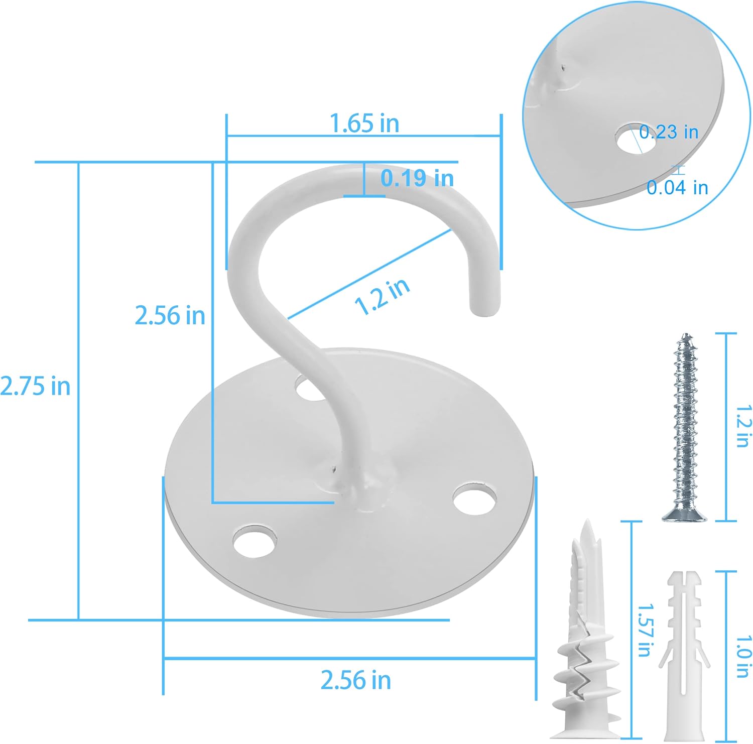 Yzerel Ceiling Hooks for Hanging Plants - Metal Plant Bracket Iron Wall Mount Lanterns Hangers for Hanging Bird Feeders, Lanterns, Wind Chimes, Planters, Outdoor Decoration Hooks (White) - Image 6