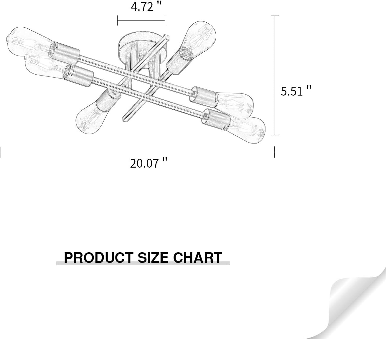 ZGLAOJT 6-Lights Semi Flush Mount Ceiling Light Fixture，Black Industrial Chandelier，Farmhouse Lighting for Dining Room Living Room Kitchen Bedroom - Image 2