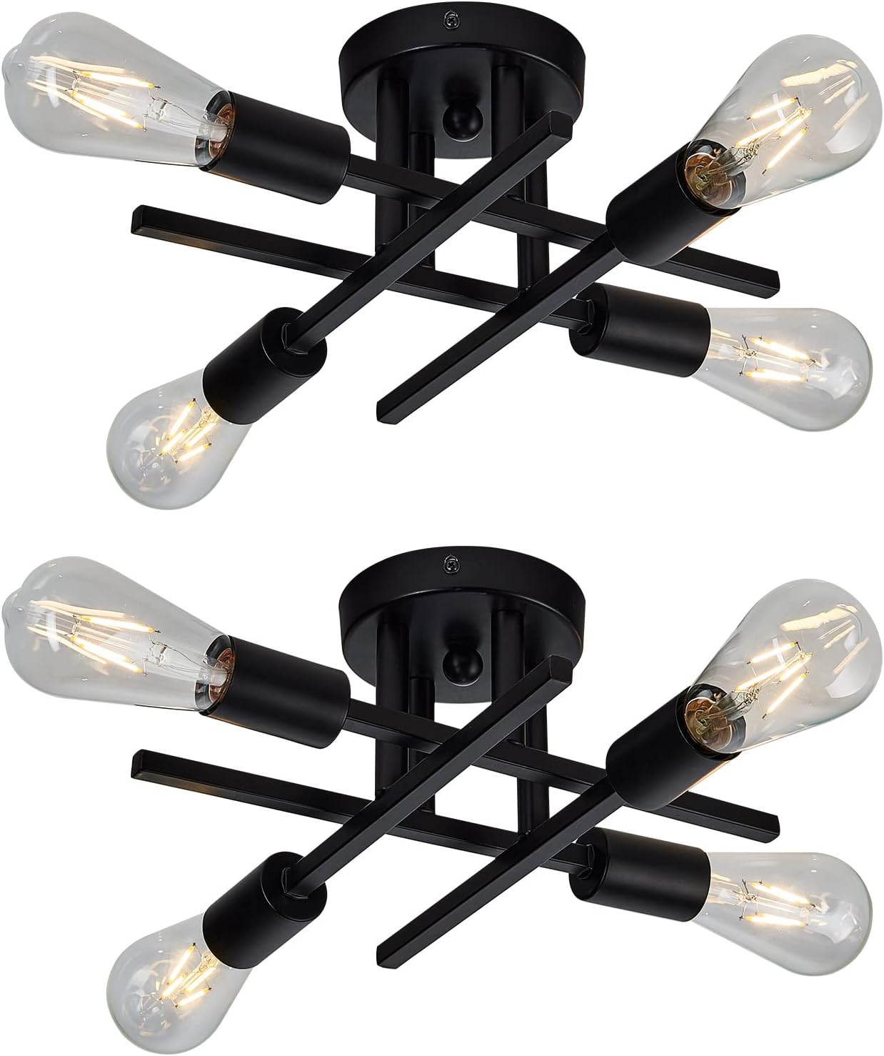 ZGLAOJT 6-Lights Semi Flush Mount Ceiling Light Fixture，Black Industrial Chandelier，Farmhouse Lighting for Dining Room Living Room Kitchen Bedroom - Image 11