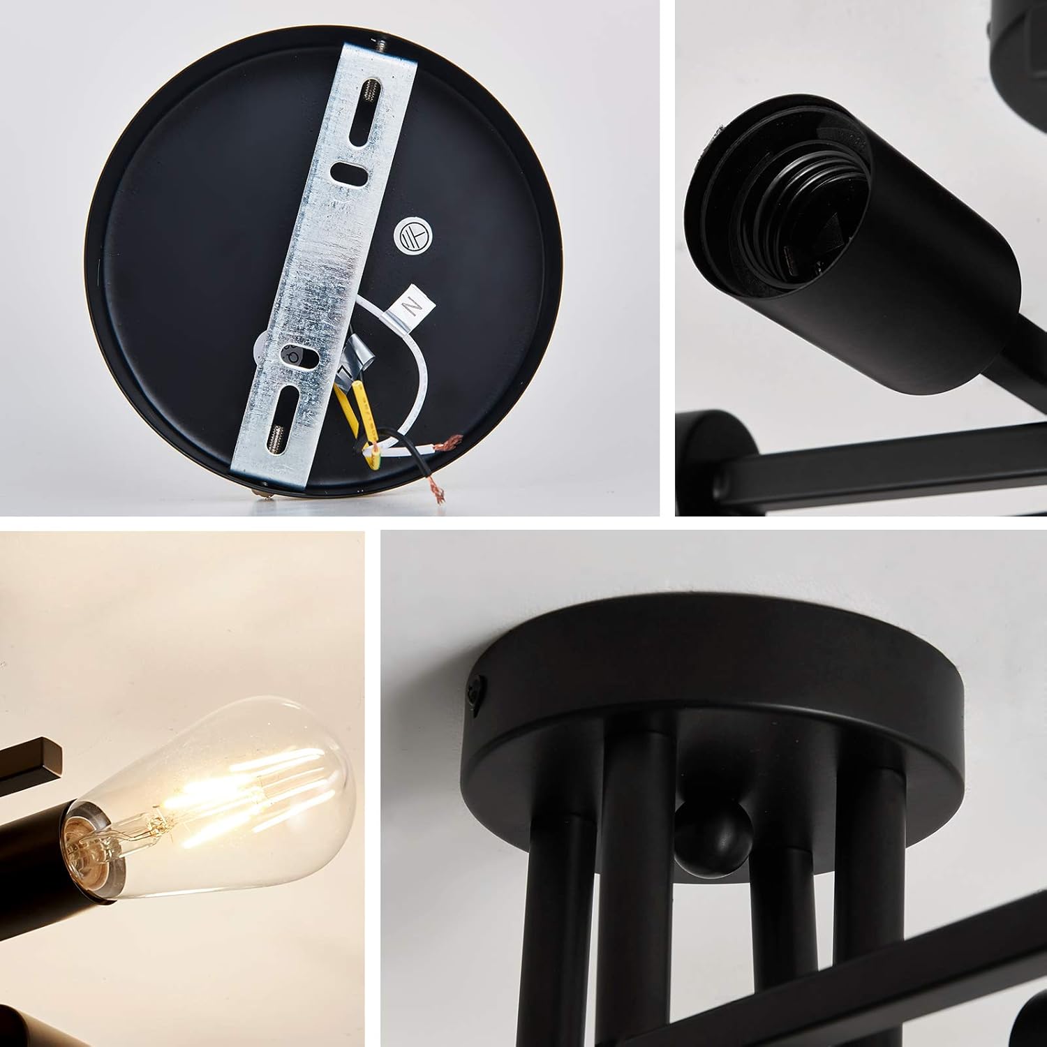 ZGLAOJT 6-Lights Semi Flush Mount Ceiling Light Fixture，Black Industrial Chandelier，Farmhouse Lighting for Dining Room Living Room Kitchen Bedroom - Image 4